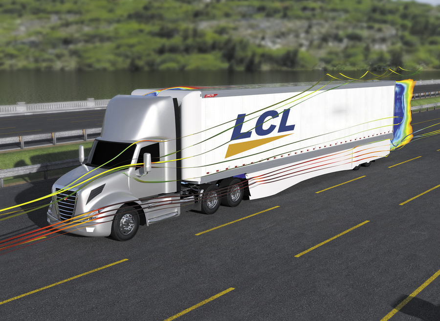 NACFE found that aerodynamic styling can increase fuel efficiency for day cab models by as much as 13 Photo courtesy of LCL