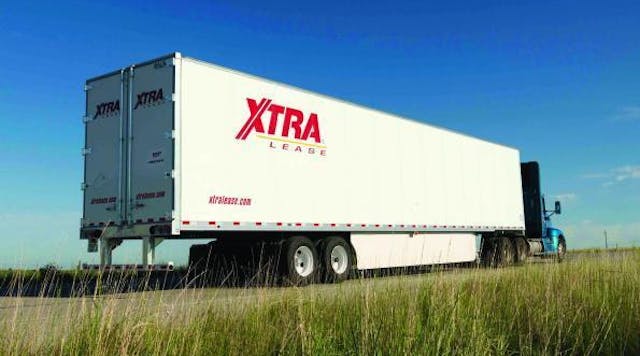 The company said that nearly 70% of its over-the-road trailer fleet is now 2012 model year and newer. (Photo courtesy of XTRA Lease)