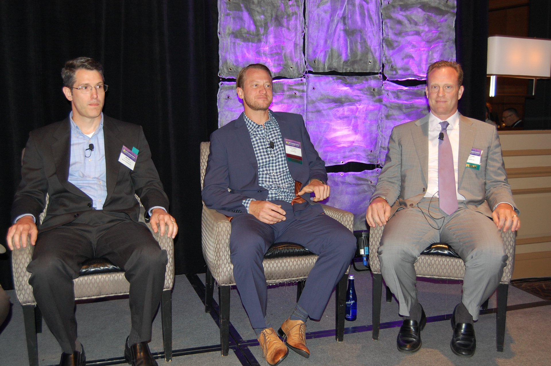 Left to right Mike Ball CIO and vice president with TL carrier Werner Enterprises Travis Rhyan CEO and president of 104 Systems and Kenneth Ehrman CEO president and chairman of ID Systems Inc Photo by Sean KilcarrFleet Owner