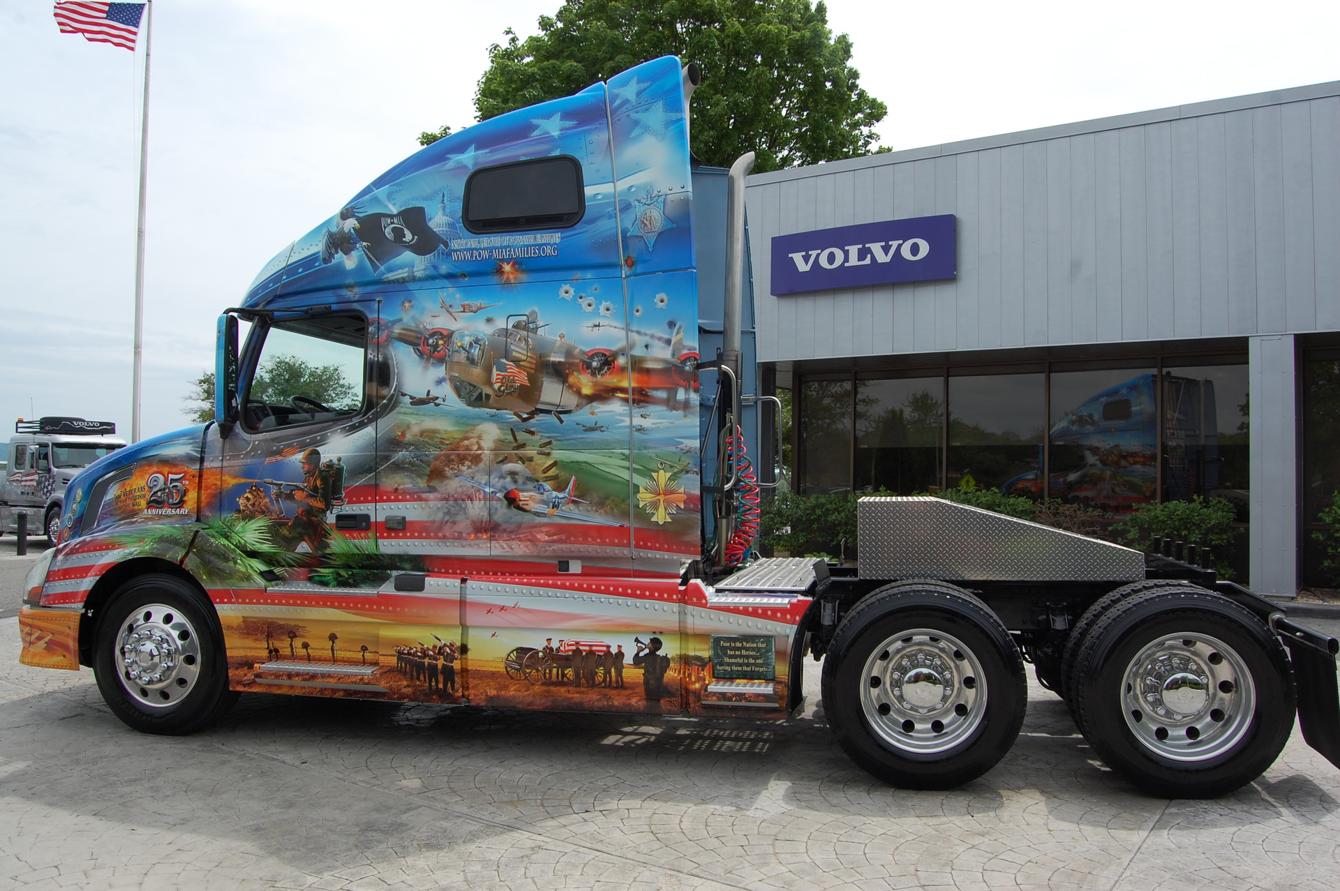 Volvo39s 2016 Ride for Freedom truck a VNL 670 highway tractor model features customdesigned graphics that honor all branches of the US military Photo by Sean KilcarrFleet Owner