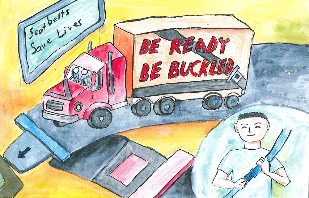 The annual quotBe Ready Be Buckled Kids39 Art Contestquot ts children encourage truck bus and all drivers to buckle up for safety