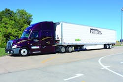 Prime Inc tractor trailer with aerodynamic fairings Prime Inc tractor trailer with aerodynamic fairings