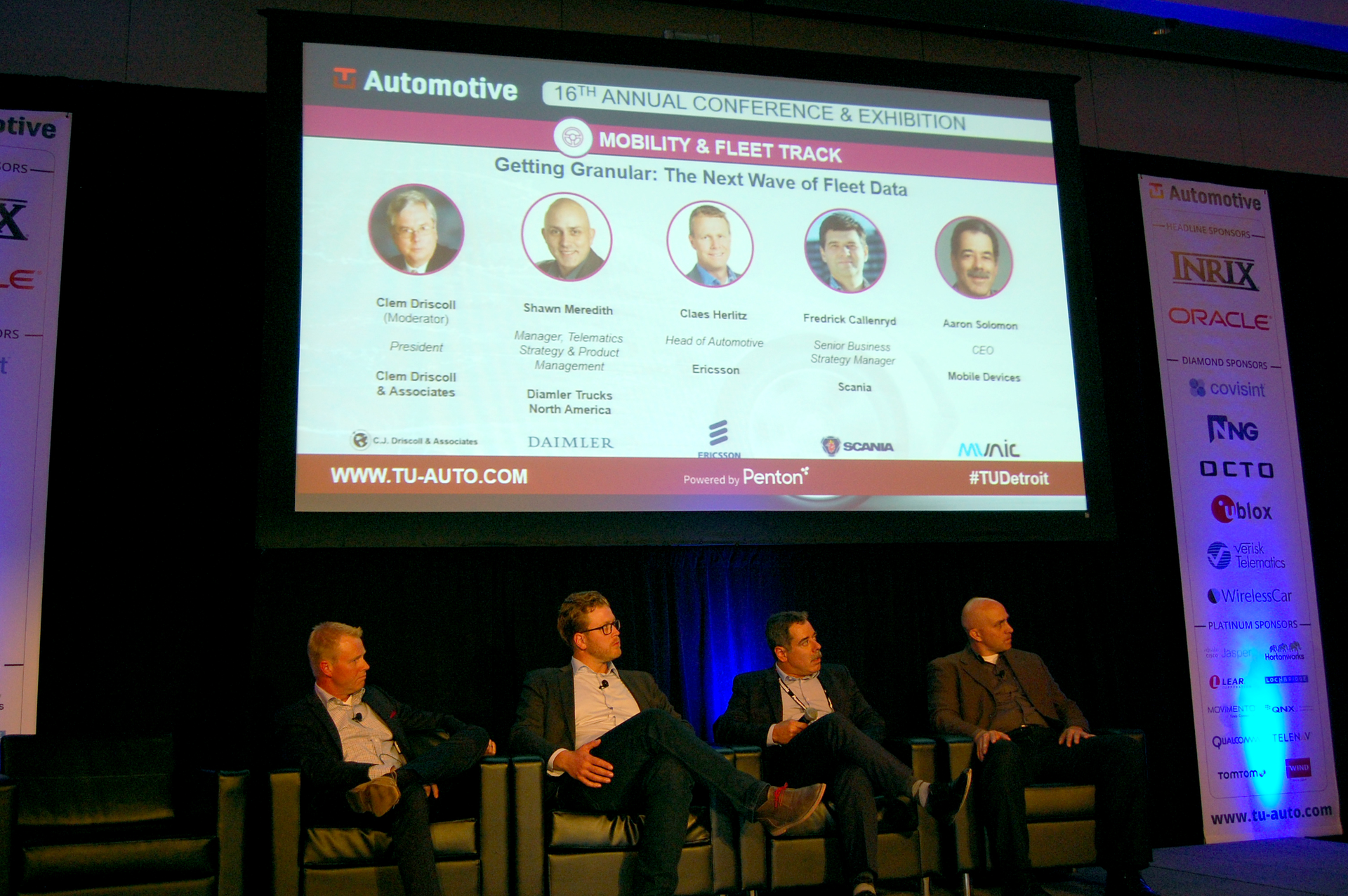 Left to right Ericsson39s Herlitz Scania39s Callenryd Mobile Devices39 Solomon and DTNA39s Meredith Photo by Sean KilcarrFleet Owner