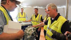 VTNA39s John Moore right Wade Long center and John Mies to left show off a new Volvo IShift transmission with Crawler gear to reporters Tuesday June 28 in Shippensburg PA VTNA39s John Moore right Wade Long center and John Mies to left show off a new Volvo IShift transmission with Crawler gear to reporters Tuesday June 28 in Shippensburg PA