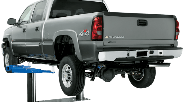 The Rotary Lift 12,000 lb. capacity SL212 Shockwave-equipped SmartLift inground lift gets pick-ups, work trucks and vans in the air and ready for service.