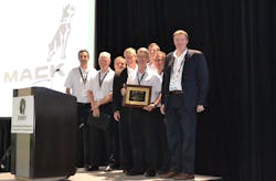 Mack Trucks was honored by the Environmental Research amp Education Foundation EREF for its support of the organizationrsquos research and education efforts around sustainable waste management Curtis Dorwart Mack refuse product manager with plaque was also recognized for his years of dedication and advocacy on behalf of EREF Mack Trucks was honored by the Environmental Research amp Education Foundation EREF for its support of the organizationrsquos research and education efforts around sustainable waste management Curtis Dorwart Mack refuse product manager with plaque was also recognized for his years of dedication and advocacy on behalf of EREF