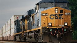 The fundamentals &apos;still look solid&apos; for domestic intermodal, despite downward pressure on rates of late, FTR reports. (Photo courtesy of CSX)