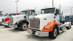 Kenworth and Peterbilt trucks at Rush Truck Center - San Antonio.