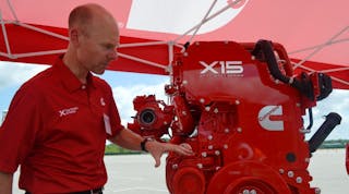 Tim Proctor, Cummins &lrm;Director, Engineering, points out the highlights of the new X15 Efficiency Series engine.