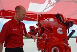 Tim Proctor Cummins lrmDirector Engineering points out the highlights of the new X15 Efficiency Series engine Tim Proctor Cummins lrmDirector Engineering points out the highlights of the new X15 Efficiency Series engine