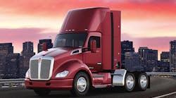 Kenworth plans to build two proof-of-concept Kenworth T680 Day Cab drayage tractors, like the CNG-fueled truck pictured here, to transport freight from the Ports of Los Angeles and Long Beach to warehouses and railyards along the I-710 corridor in the Los Angeles basin.