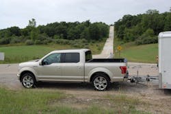 One of the preproduction 2017 model F150 pickups Ford Motor Co made available at its Michigan Proving Grounds for test drives Photo by Sean KilcarrFleet Owner One of the preproduction 2017 model F150 pickups Ford Motor Co made available at its Michigan Proving Grounds for test drives Photo by Sean KilcarrFleet Owner