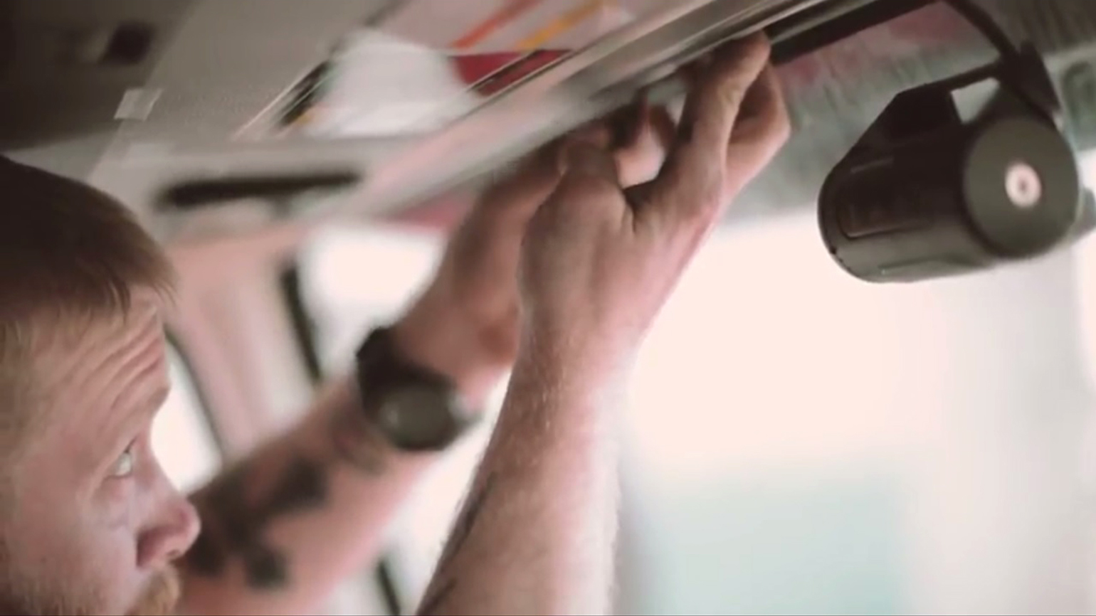 Still from a video showing Knight Transportation39s installation of SmartDrive video systems in its trucks