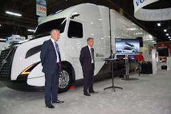 VTNA39s Nyberg at left and Long right made their presentations while in front of Volvo39s Super Truck concept vehicle Photo by Sean KilcarrFleet Owner VTNA39s Nyberg at left and Long right made their presentations while in front of Volvo39s Super Truck concept vehicle Photo by Sean KilcarrFleet Owner
