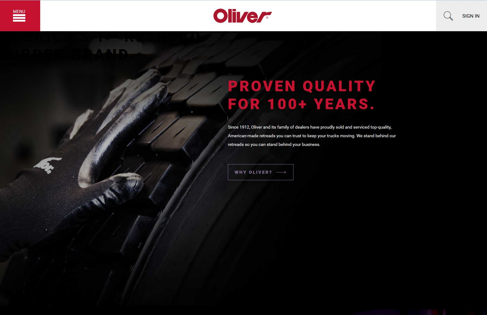 Oliver Rubber39s redesigned website homepage