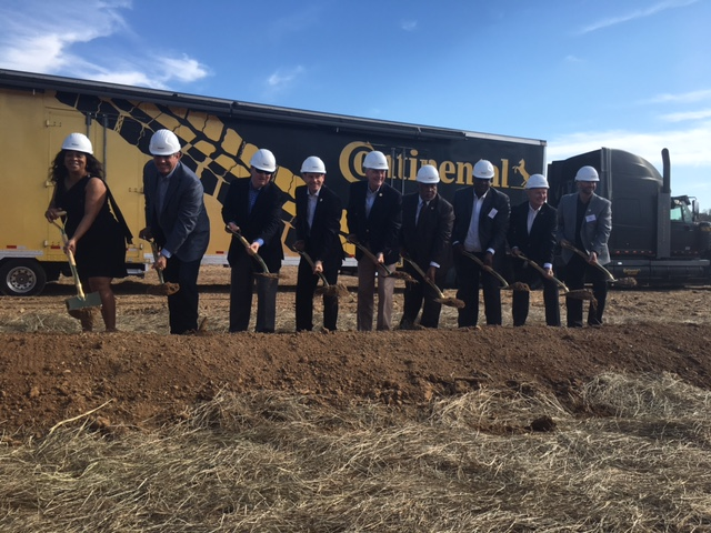 From left Mississippi Rep Deborah Dixon Speaker Philip Gun Lt Gov Tate Reeves Continental Executive Board Member Nikolai Setzer Gov Phil Bryant Congressman Bennie Thompson President Hinds County Board Darrel McQuirter MDA Executive Director Glen McCullough Jr and Continental Executive Vice President Paul Williams break ground at the site of Contirsquos new tire plant in Hinds County