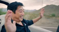 Engineer Grant Imahara takes his hands off the wheel of a 3Dprinted autonomous vehicle that uses a drone to give occupants an aerial view of their surroundings The concept by Finn Yonkers won Local Motors39 quotEssence of Autonomyquot contest presented in partnership with Mouser Electronics