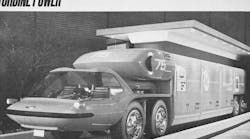 From our Nov. 1964 issue is this photo of General Motors&apos; Bison heavy truck concept. No, that&apos;s not a sleeper space behind the cab, it&apos;s a pod designed to house two turbine engines producing a total of 1,000 hp.!