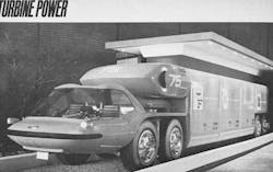 From our Nov 1964 issue is this photo of General Motors39 Bison heavy truck concept No that39s not a sleeper space behind the cab it39s a pod designed to house two turbine engines producing a total of 1000 hp From our Nov 1964 issue is this photo of General Motors39 Bison heavy truck concept No that39s not a sleeper space behind the cab it39s a pod designed to house two turbine engines producing a total of 1000 hp