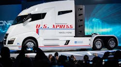U.S. Xpress announced it is one of the first carriers to order the Nikola One hydrogen-electric semi-truck.
