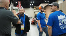 Some 12 younger technicians competed in the 2016 Rush Tech Skills Rodeo including Ryan Epstein second from left and Nathaniel Walder second from right Photo by Aaron Marsh for Fleet Owner