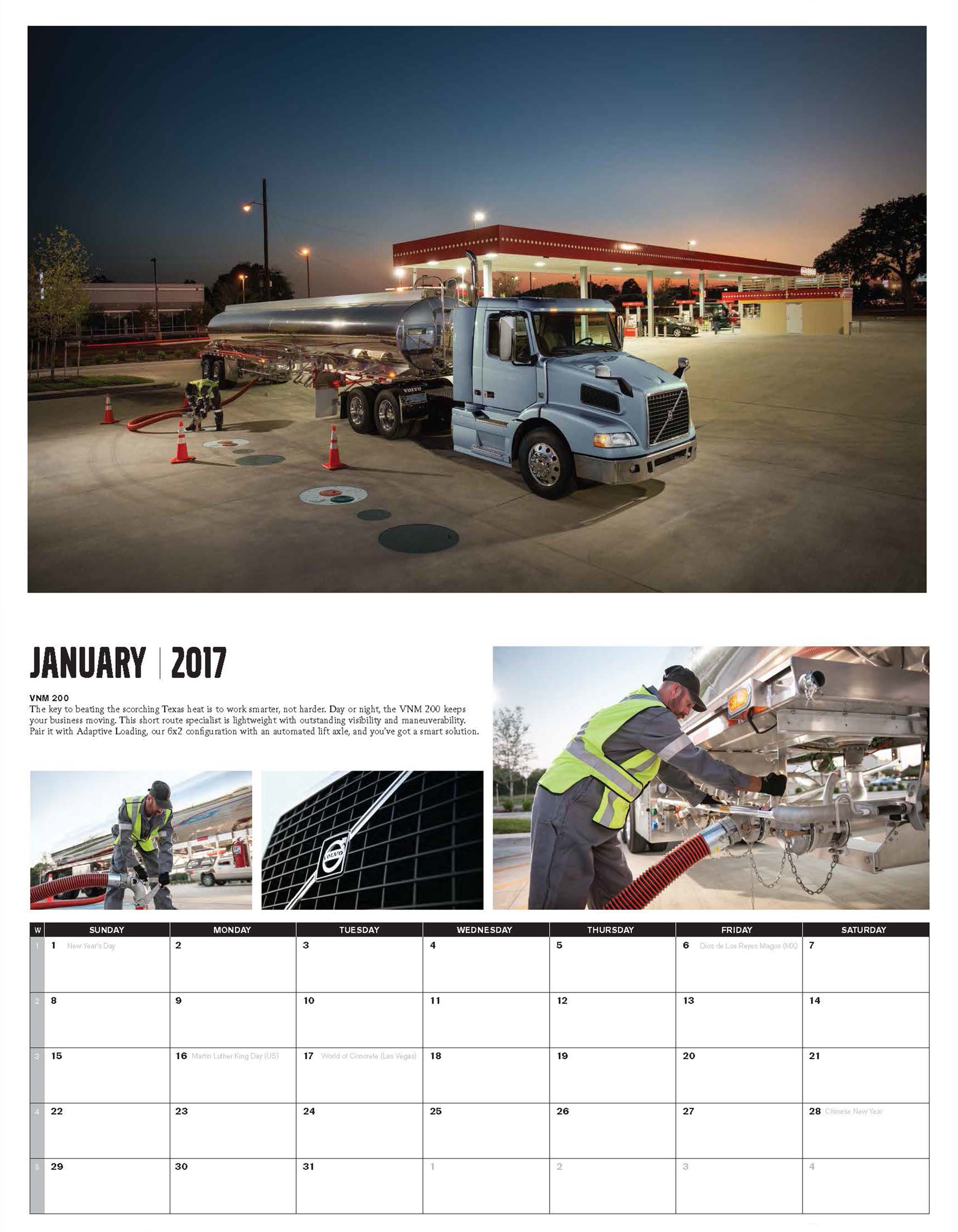 Now available for order the 2017 Volvo Trucks North America calendar features photos of Volvorsquos lineup of highway vocational auto transport and heavyhaul trucks in dynamic settings
