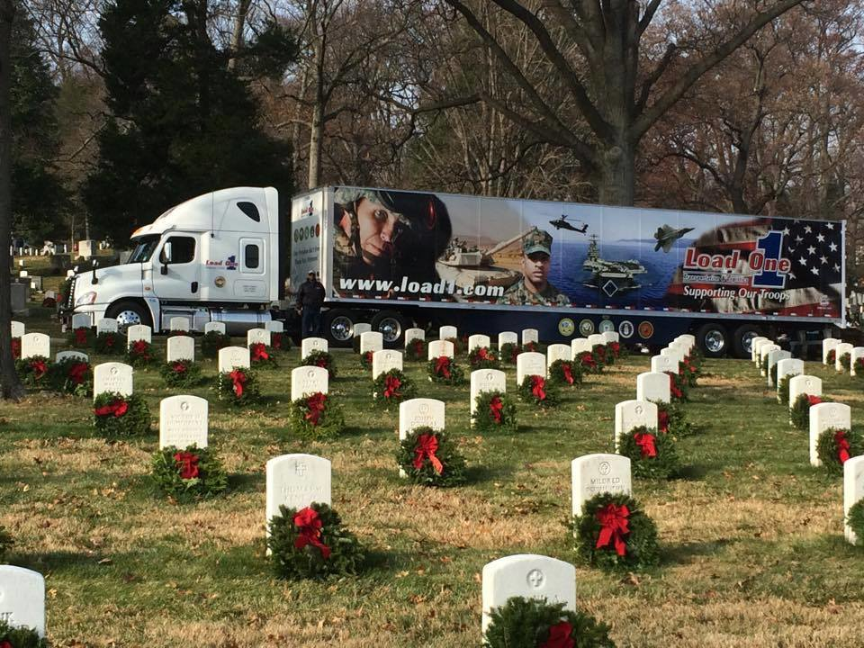 Carrying roughly 5000 wreaths per truck it takes 60 trucks to deliver enough wreaths for Arlington National Cemetery and the drive from Maine to Virginia is considered the worldrsquos largest veteransrsquo parade