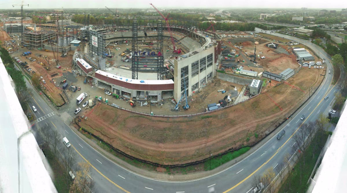 The new Atlanta Braves baseball stadium sits at the intersection of the ninth worst freight bottleneck in the nation - the junction between I-75 at I-285 North in Atlanta - and is expected to impact its traffic volume, ATRI&apos;s Rebecca Brewster notes. (Photo courtesy of Curbed Atlanta)
