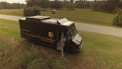 UPS tests delivery drone from atop a UPS package car Workhorse Group built the drone and the electric car used in the test UPS tests delivery drone from atop a UPS package car Workhorse Group built the drone and the electric car used in the test