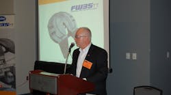 Ron Froese, SAF-Holland&apos;s director of powered vehicle product sales, talks about one of the products the company brought to TMC this year: the FW35TT fifth wheel for yard tractors.