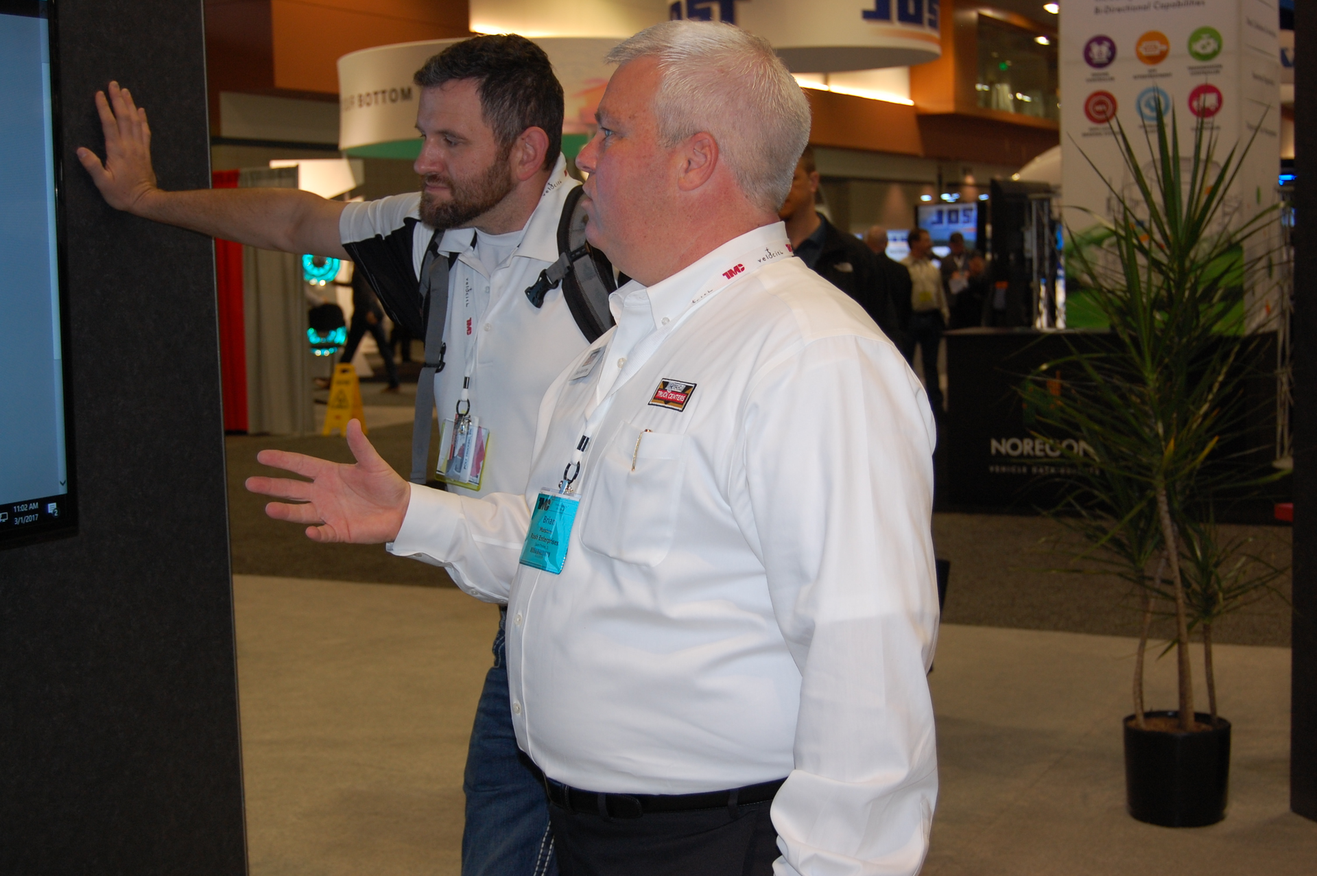 Rush39s Brian Mulshine explaining the new links to Cummins and Peterbilt that will soon be available through the RushCare Service Connect platform Photo by Sean Kilcarr for Fleet Owner