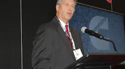 Jeff Caldwell noted that the Cummins 2017 model B67 base engine is seeing an average improvement of 85 on efficiency ratings and 5 improvement in performance ratings over the 2013 model ISB67 engine Photo by Sean Kilcarr for Fleet Owner