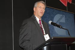 Jeff Caldwell noted that the Cummins 2017 model B67 base engine is seeing an average improvement of 85 on efficiency ratings and 5 improvement in performance ratings over the 2013 model ISB67 engine Photo by Sean Kilcarr for Fleet Owner Jeff Caldwell noted that the Cummins 2017 model B67 base engine is seeing an average improvement of 85 on efficiency ratings and 5 improvement in performance ratings over the 2013 model ISB67 engine Photo by Sean Kilcarr for Fleet Owner