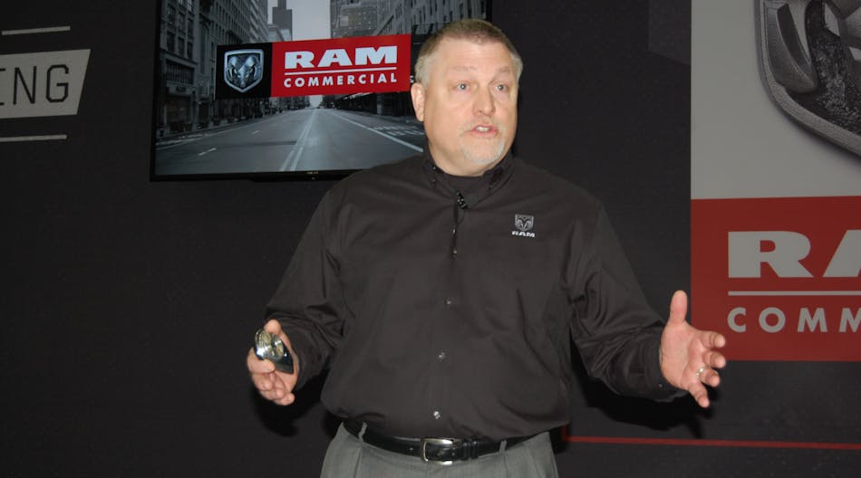 Ram&apos;s David Sowers said total 2016 sales for the division topped 546,000 units, up 11% over 2015 and up 179% since 2009. (Photo by Sean Kilcarr for Fleet Owner)