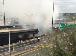 A view of the collapsed I85 highway bridge Photo courtesy of Web Radio A view of the collapsed I85 highway bridge Photo courtesy of Web Radio