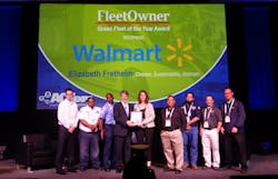 Elizabeth Fretheim center and Walmart associates receive the 2017 Fleet Owner Green Fleet of the Year from editor emeritus Jim Mele at ACT Expo in Long Beach CA Elizabeth Fretheim center and Walmart associates receive the 2017 Fleet Owner Green Fleet of the Year from editor emeritus Jim Mele at ACT Expo in Long Beach CA