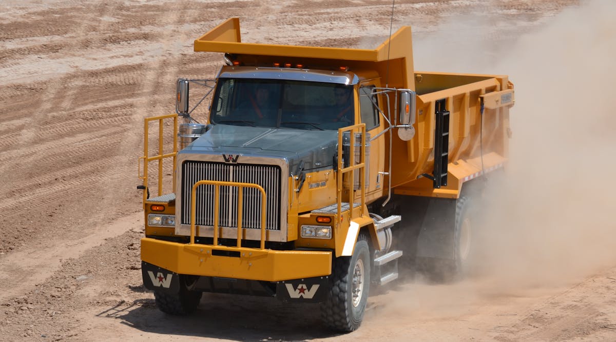 We put the Western Star XD-25 through its paces at an off-road course outside of Phoenix. This truck, with a 223-in. wheelbase, is powered by a 14-liter, 500HP DDC 60, rated at 1550 lb./ft. of torque @ 1350 RPM. The transmission is an Allison 4500 RDS automatic with PTO provision. It also features an FR2P-32 70,000 lb. planetary wide track tandem rear axle. For more photos from the Western Star 50th Anniversary event in Phoenix, see the XD OFFROAD gallery.