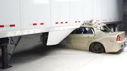Well-built underride guard protective devices on truck trailers can prevent these types of collisions &mdash; which account for about one out of every five passenger vehicle occupant deaths in two-vehicle crashes between passenger cars and heavy trucks each year &mdash; according to a new study from IIHS released today. (IIHS photo)