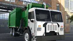 A batteryelectric drive equipped version of a Model 520 refuse truck like the one seen here is now being tested Photo Peterbilt
