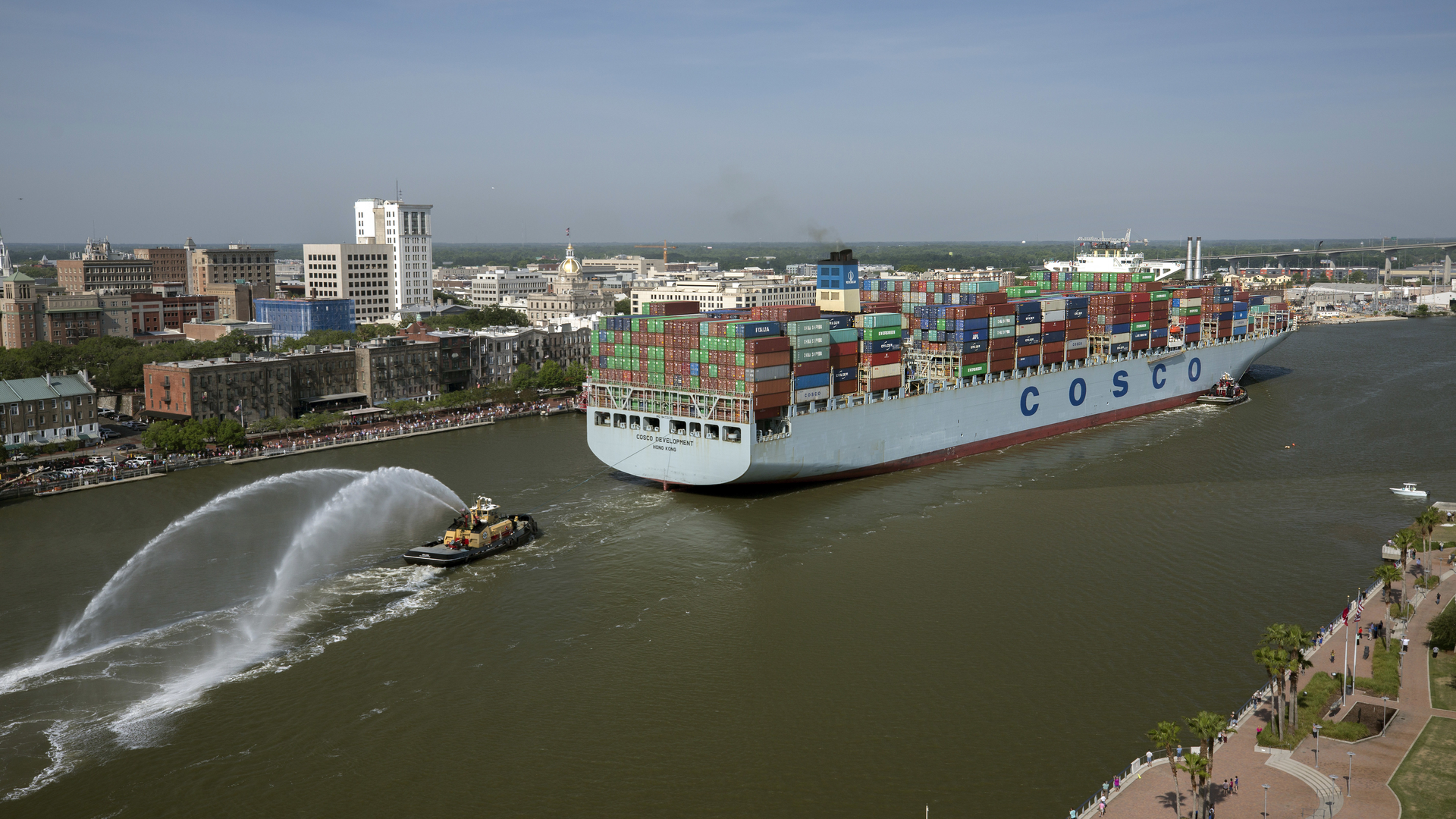 The Cosco Development is the largest vessel to call on the Port of Savannah Photo Georgia Ports Authority