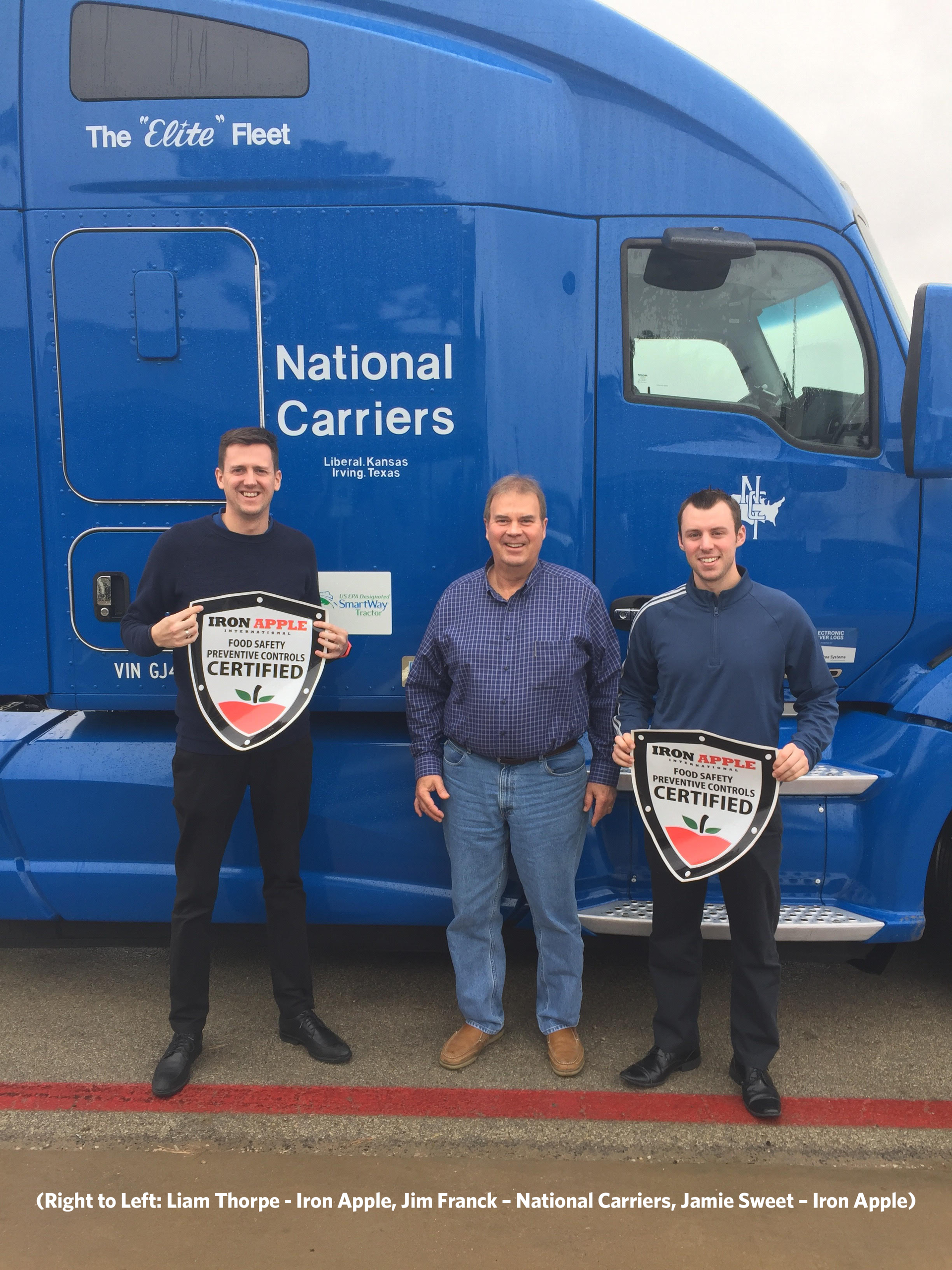 From right Liam Thorpe of Iron Apple Jim Franck of National Carriers and Jamie Sweet of Iron Apple