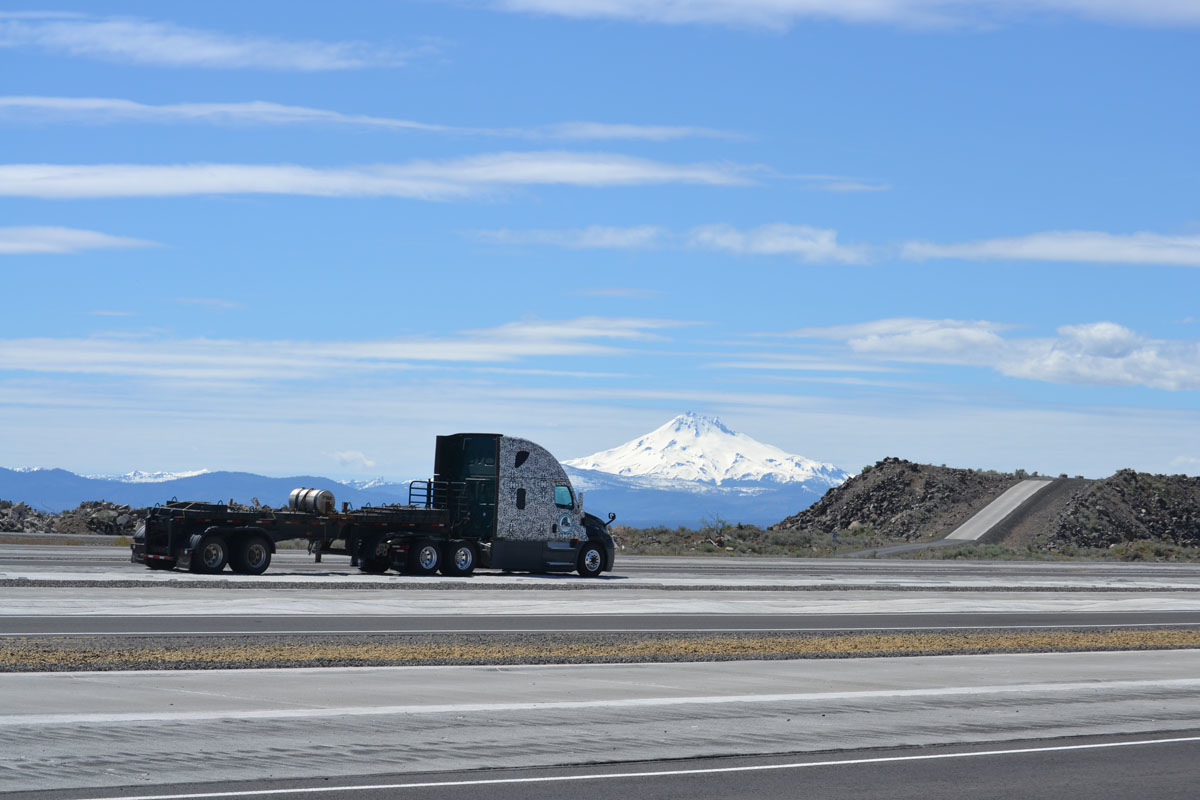 A Freightliner Cascadia takes a lap around the new test track Photo Kevin JonesFleet Owner