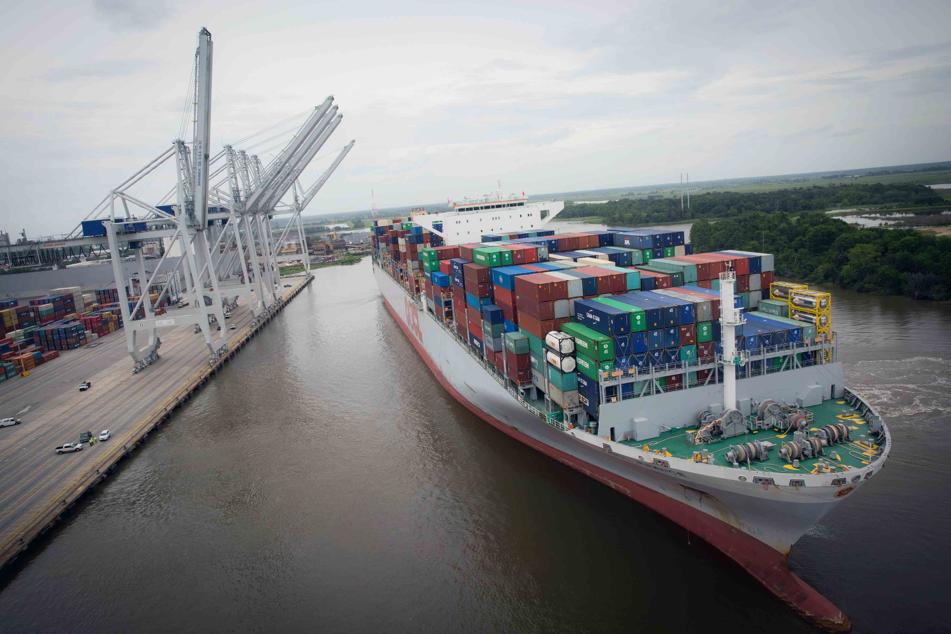 The OOCL France one of the largest ships to pass through the Panama Canal arrives at Georgia39s Port of Savannah on June 1 Photo Georgia Ports Authority