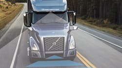 Volvo Active Driver Assist combines camera and radar sensors to detect metallic objects and vehicles that are stationary or vehicles braking in front of a truck.