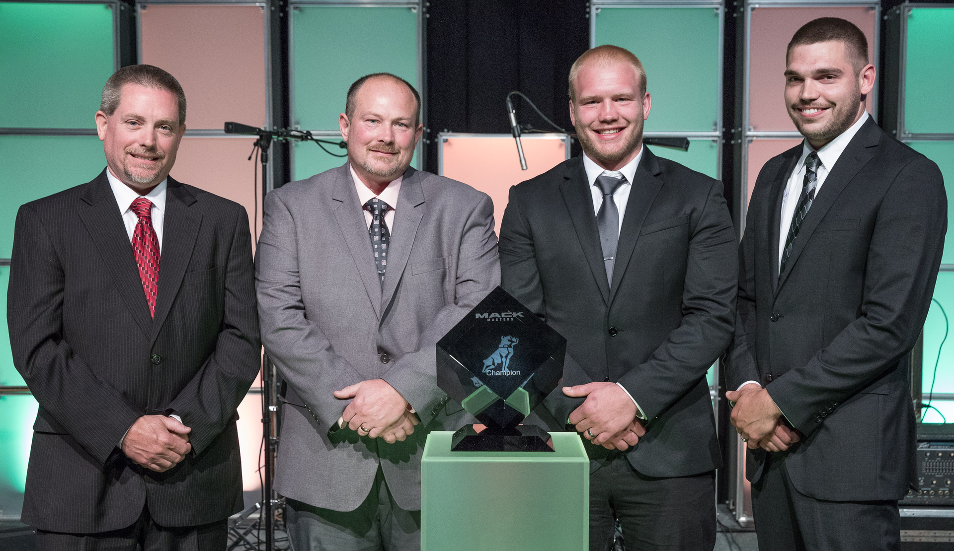 Mack Trucks crowned the ldquoSlackersrdquo above from CIT Trucks champions of the 2017 Mack Masters Competition final held at the Mack Customer Center in Allentown PA From left to right are Jim Garner Tim Stahl TJ Stahl and Chris Zahara Photo Mack