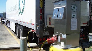 As part of Duke Energy&apos;s electrification project, trucks at the Merchants Distributors, LLC distribution center in Hickory, NC will be able to plug their refrigeration units into three dozen power outlets installed by Shorepower Technologies.