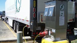 As part of Duke Energys electrification project trucks at the Merchants Distributors LLC distribution center in Hickory NC will be able to plug their refrigeration units into three dozen power outlets installed by Shorepower Technologies As part of Duke Energys electrification project trucks at the Merchants Distributors LLC distribution center in Hickory NC will be able to plug their refrigeration units into three dozen power outlets installed by Shorepower Technologies