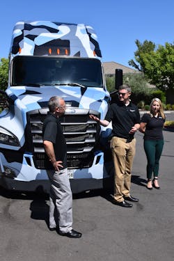 DTNA officials detail features of the new Freightliner Cascadia and Detroit Connect system Photo Kevin JonesFleet Owner DTNA officials detail features of the new Freightliner Cascadia and Detroit Connect system Photo Kevin JonesFleet Owner