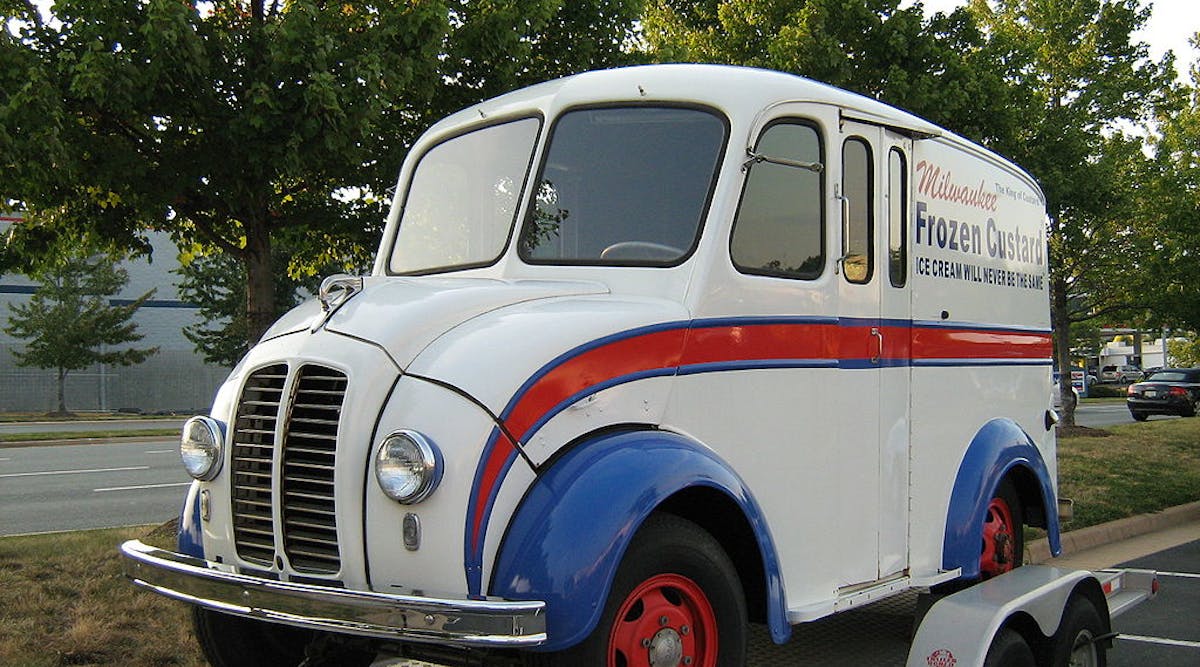 A Divco milk truck, used by Milwaukee Frozen Custard to deliver ice cream. Photo by Christopher Ziemnowicz, via Wikimedia Commons