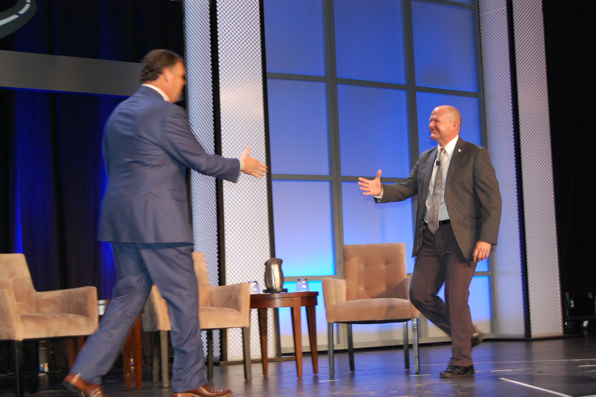 Erics Starks at right takes the stage Photo by Sean Kilcarr for Fleet Owner